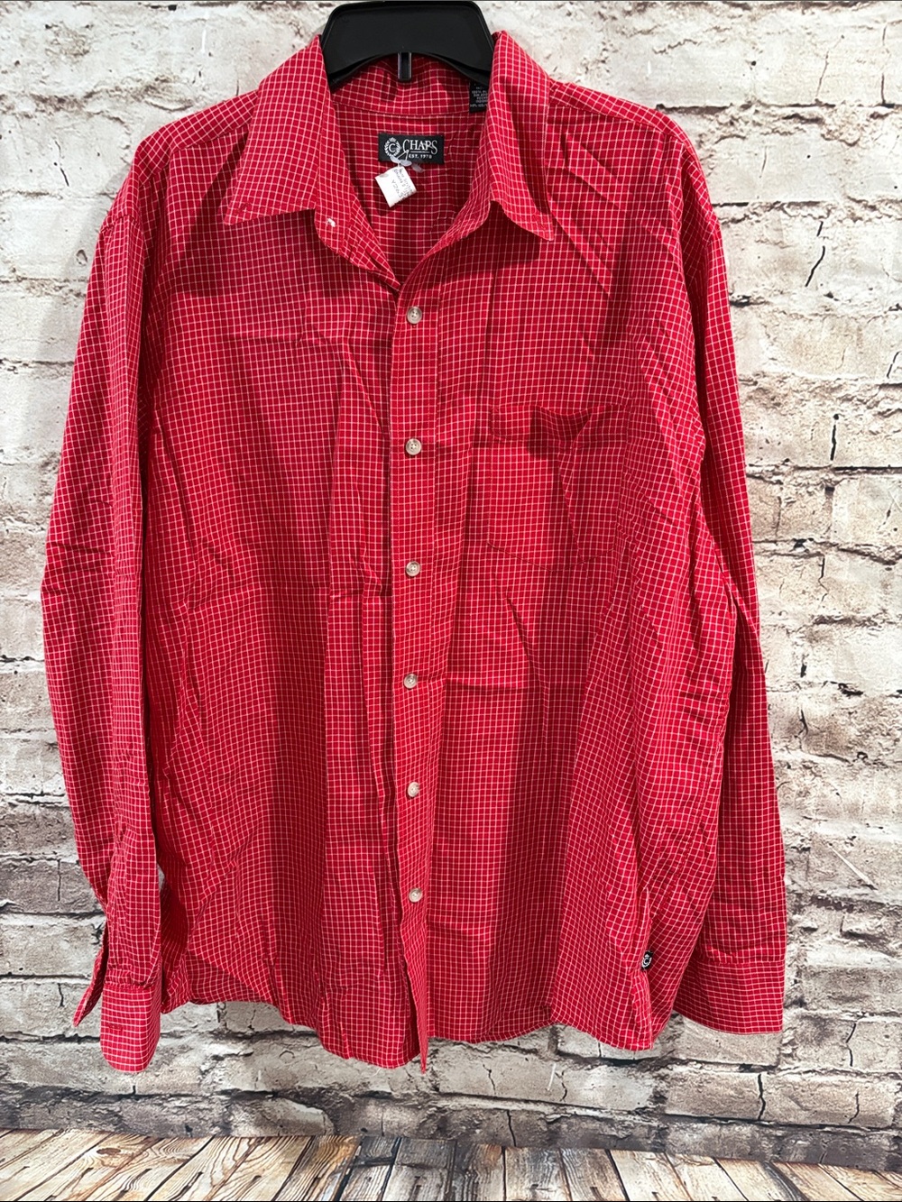 Chaps Men’s Red Checked Casual Button-Down Shirt
